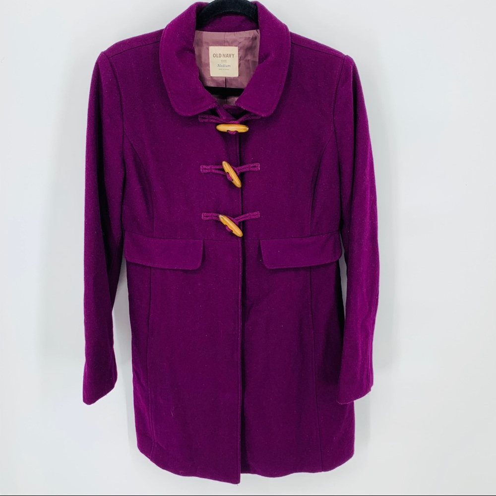 Old Navy purple wool pea coat, ladies size medium